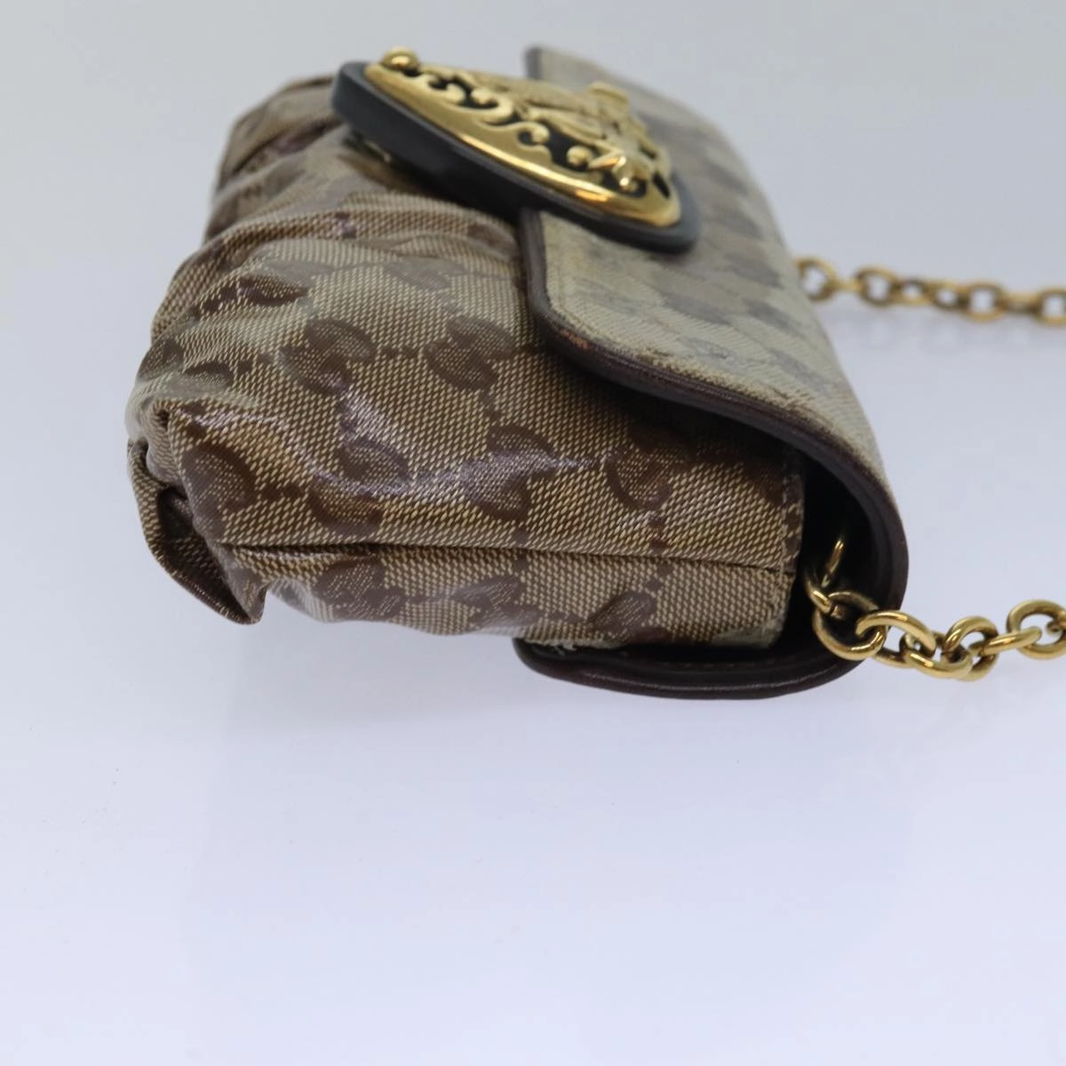 GUCCI GG Crystal Hysteria Chain Shoulder Bag Beige 208710  78098