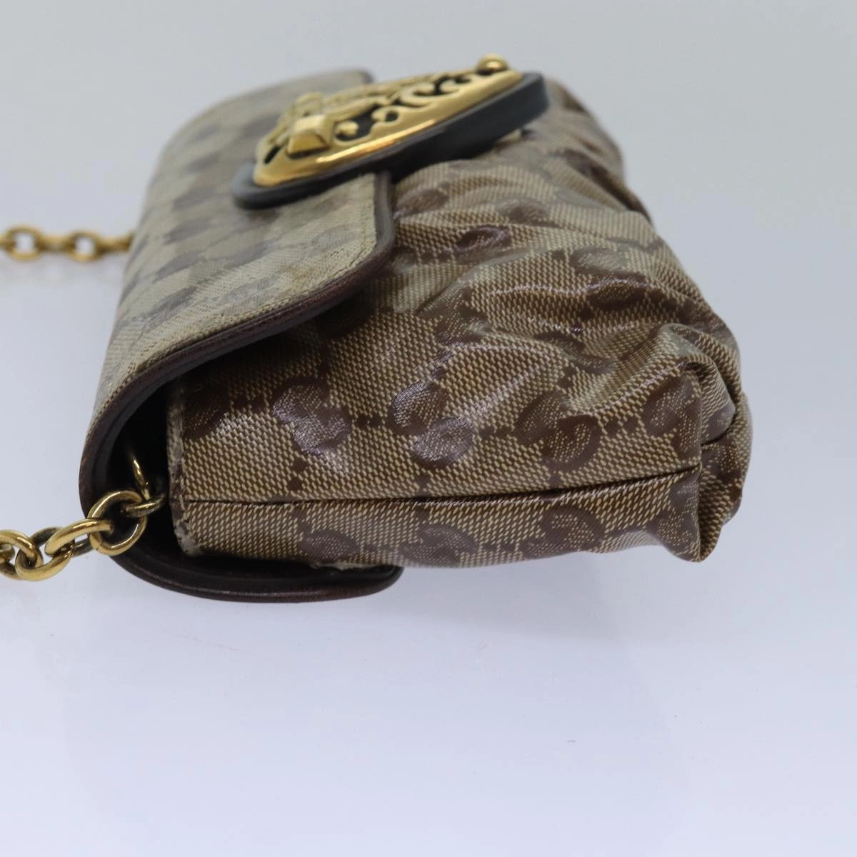 GUCCI GG Crystal Hysteria Chain Shoulder Bag Beige 208710  78098