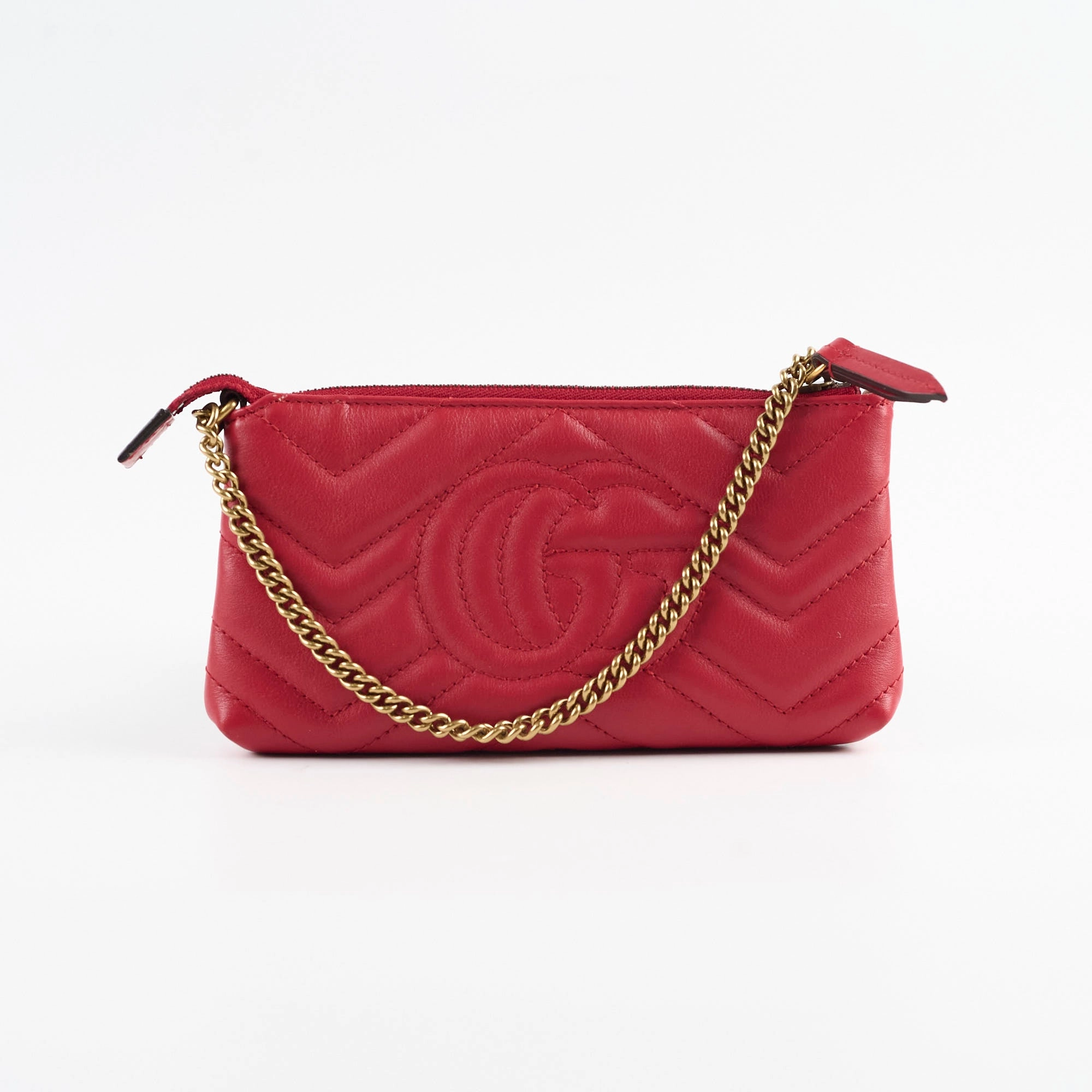 Gucci GG loge Pouch With Chain Red