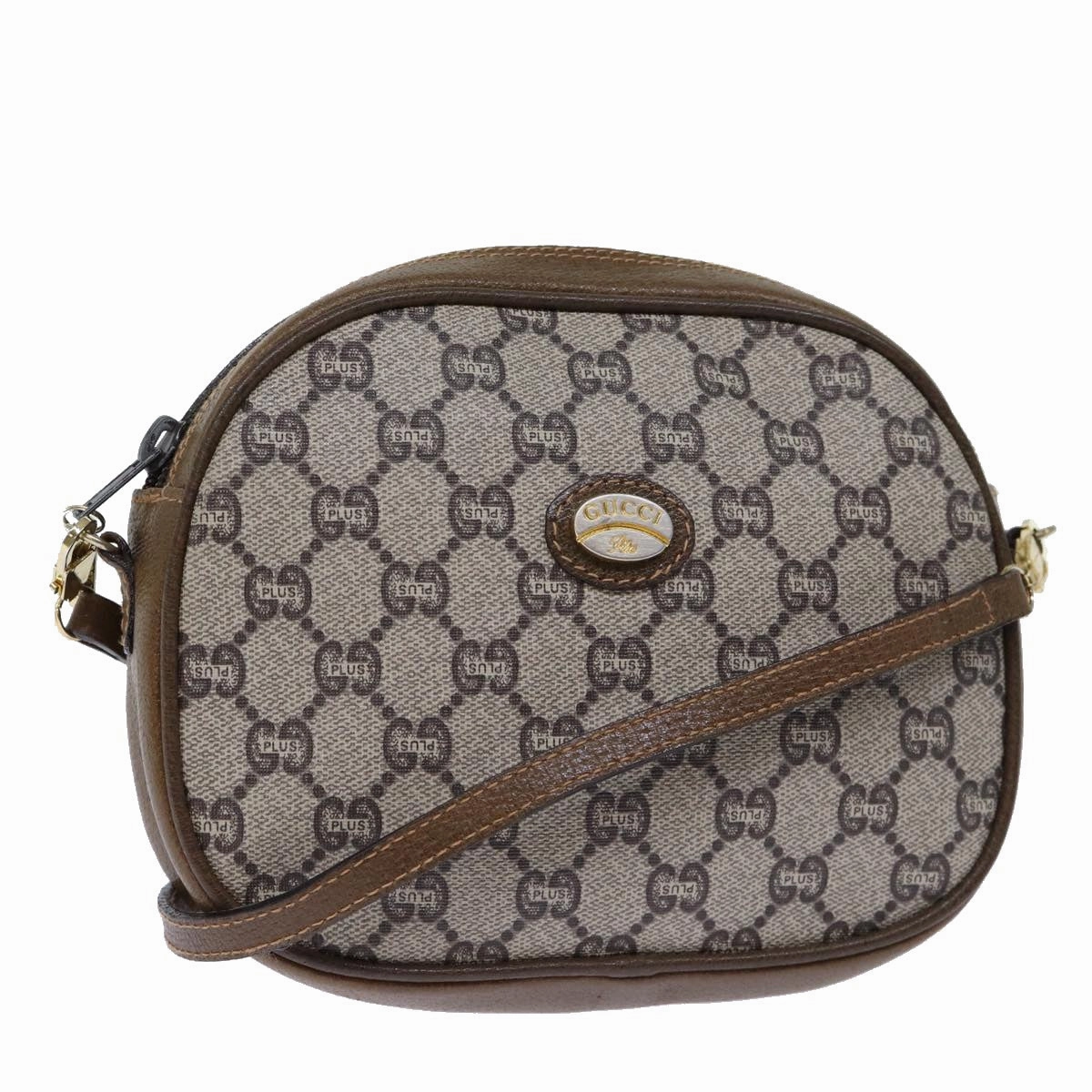 Gucci Gg Plus Canvas Shoulder Bag Pvc Beige