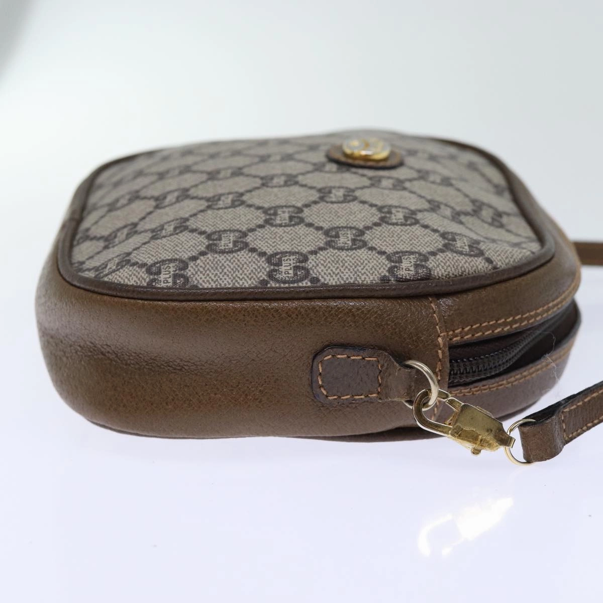 Gucci Gg Plus Canvas Shoulder Bag Pvc Beige
