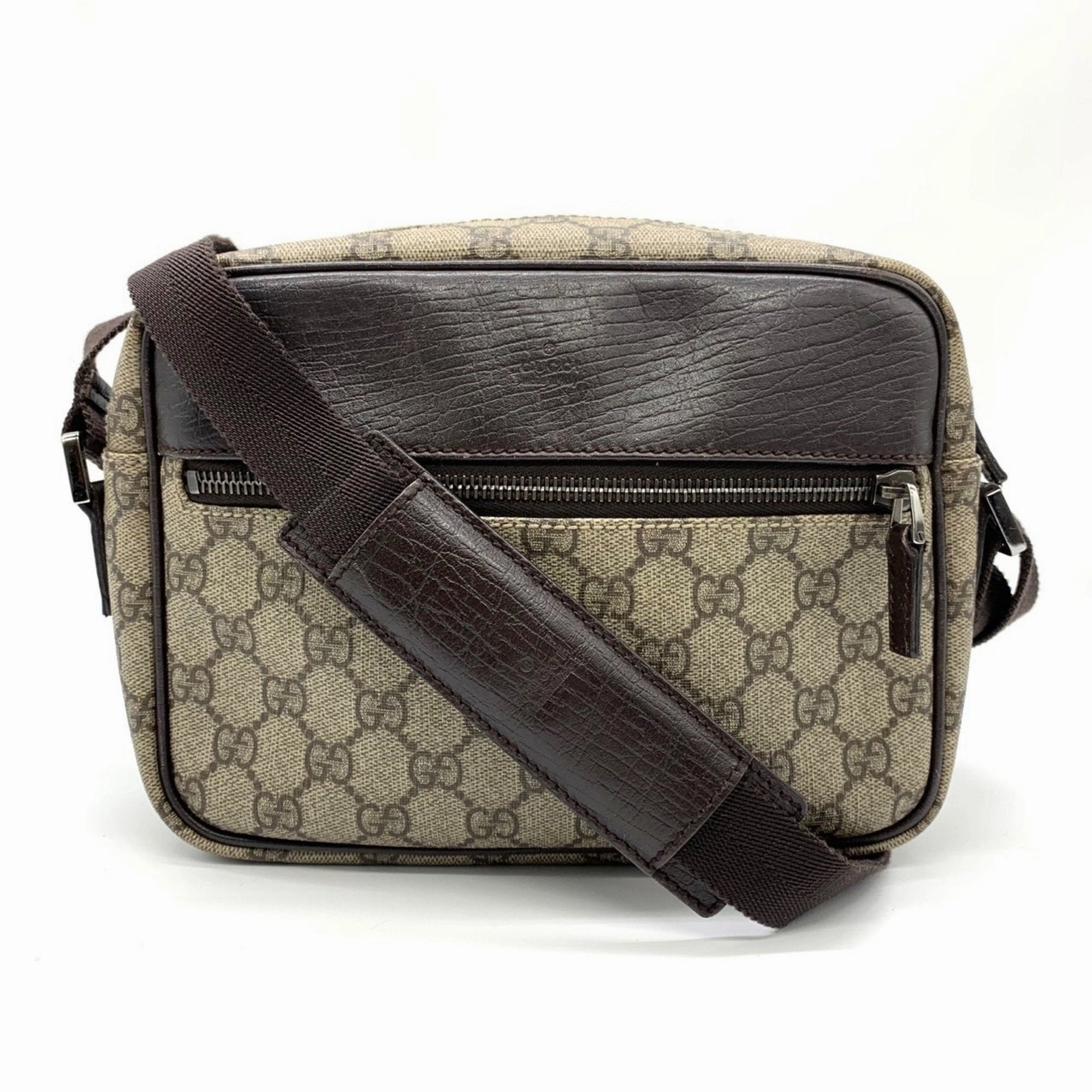 Gucci  Gg Supreme Leather Shoulder Bag (Pre-Owned)