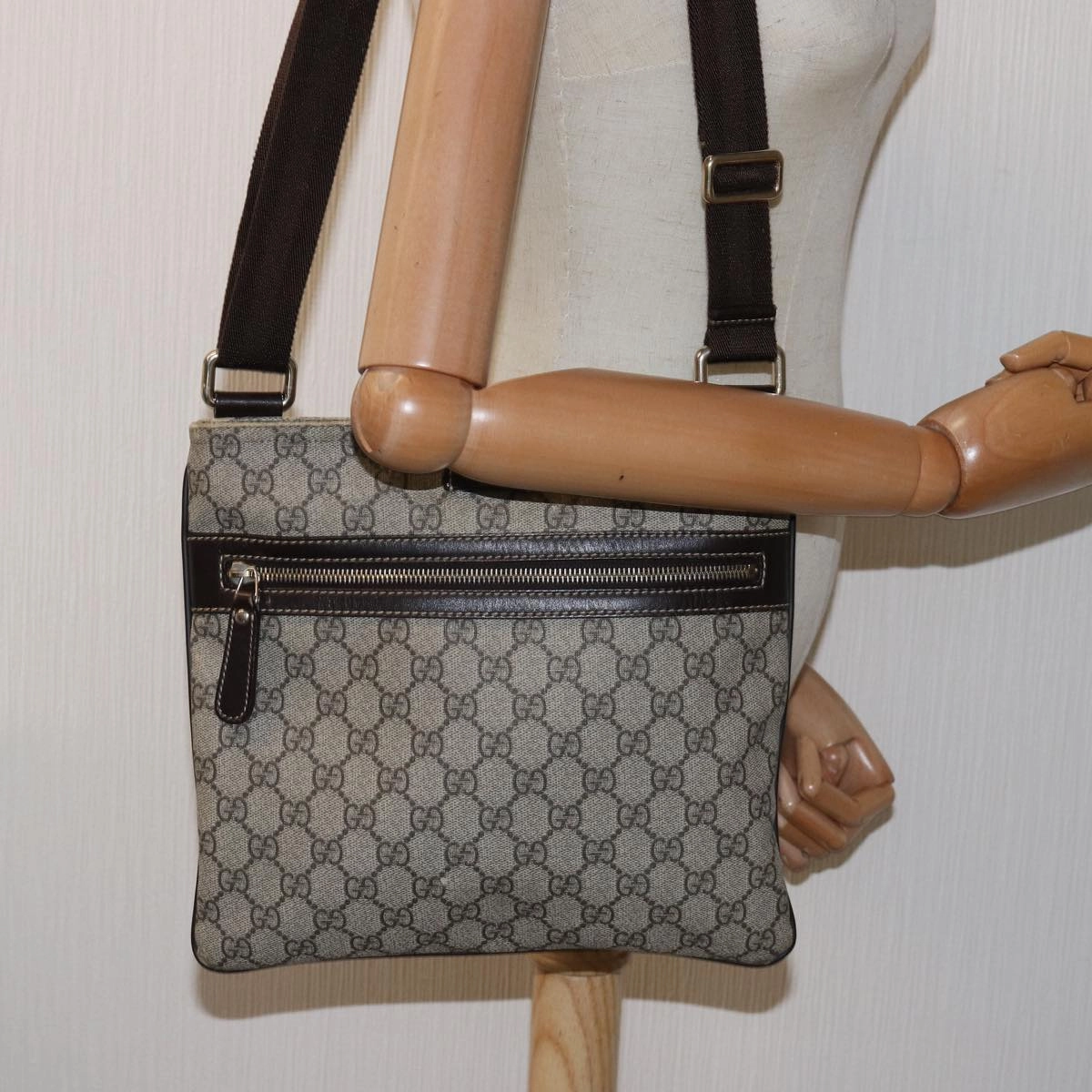 GUCCI GG Supreme Shoulder Bag PVC Leather Beige 295257  th5026