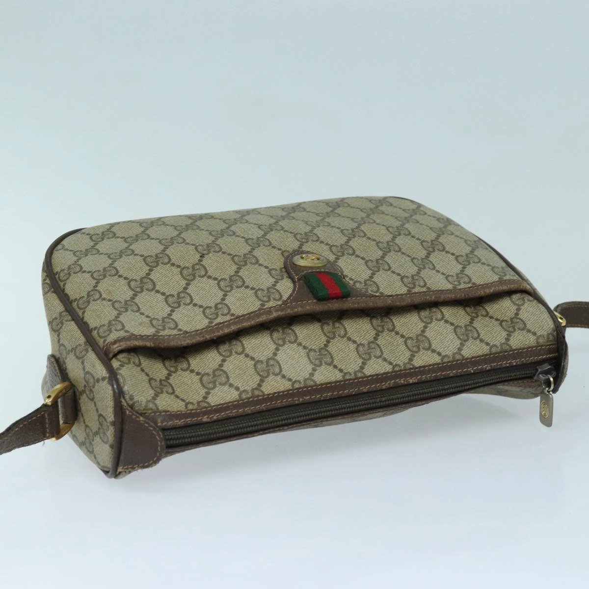 GUCCI GG Supreme Shoulder Bag PVC Leather Beige Brown gold 89 02 077  87295