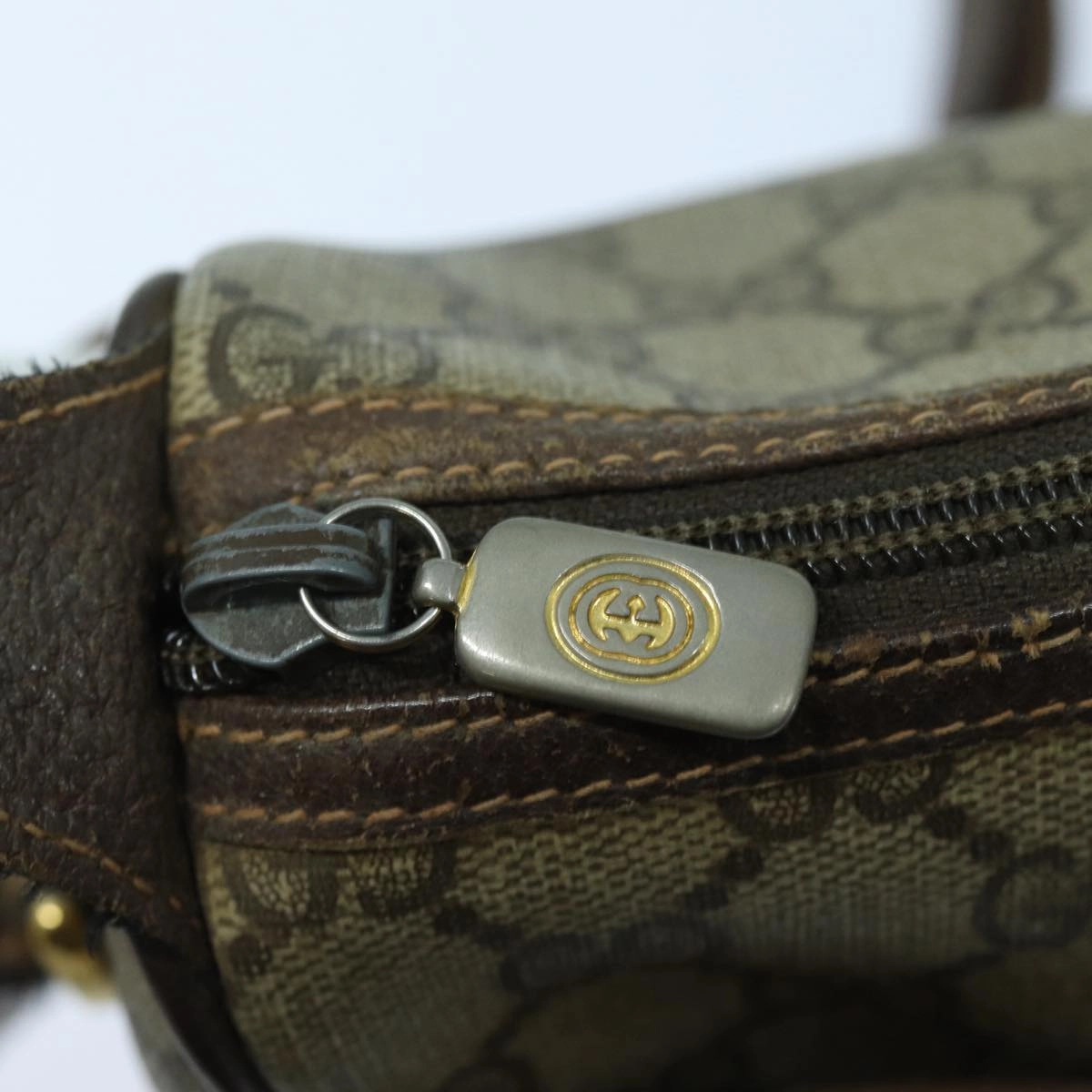 GUCCI GG Supreme Shoulder Bag PVC Leather Beige Brown gold 89 02 077  87295
