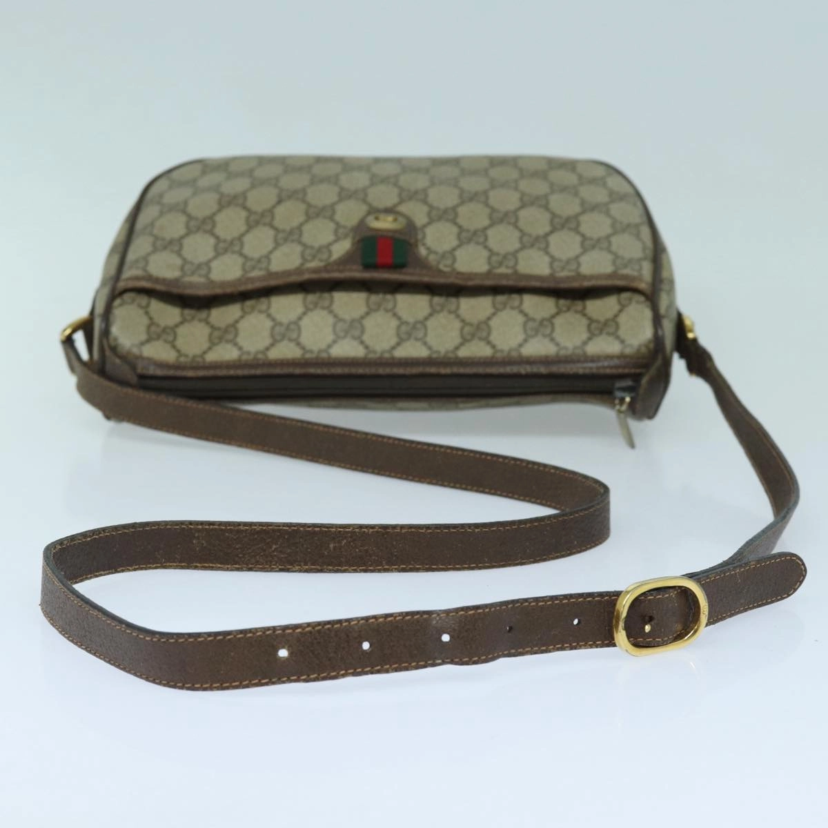 GUCCI GG Supreme Shoulder Bag PVC Leather Beige Brown gold 89 02 077  87295