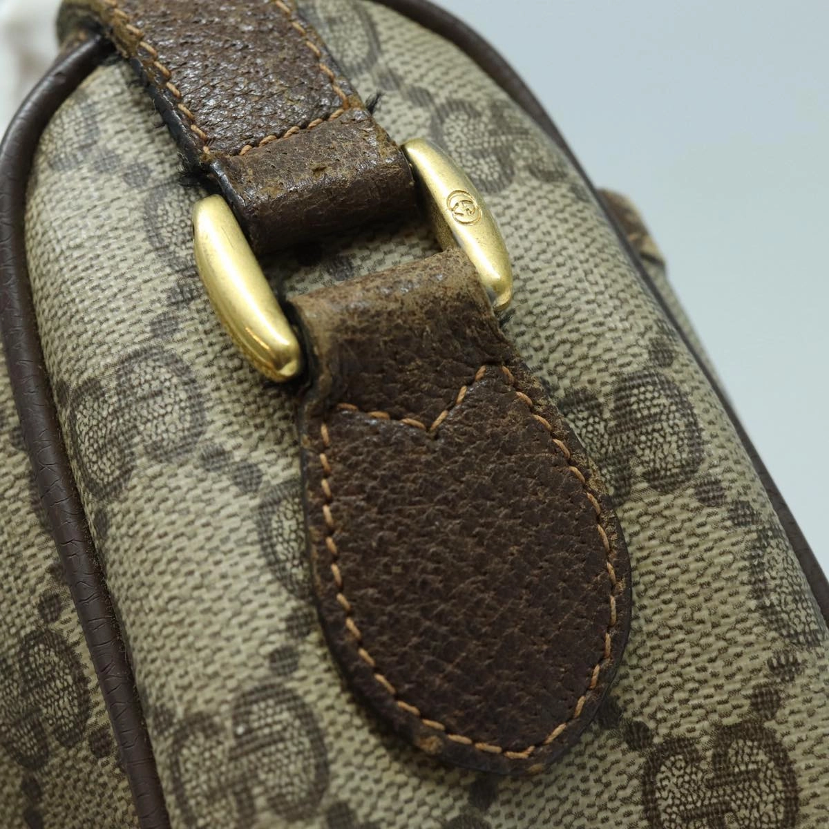 GUCCI GG Supreme Shoulder Bag PVC Leather Beige Brown gold 89 02 077  87295
