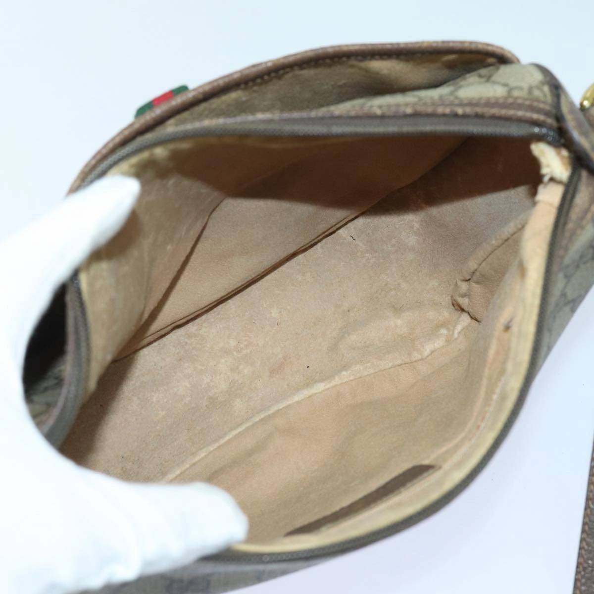 GUCCI GG Supreme Shoulder Bag PVC Leather Beige Brown gold 89 02 077  87295