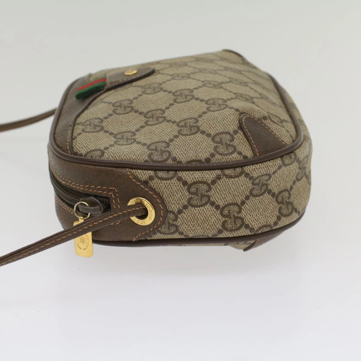 GUCCI GG Supreme Web Sherry Line Shoulder Bag Beige Red 156 02 066  ki3606