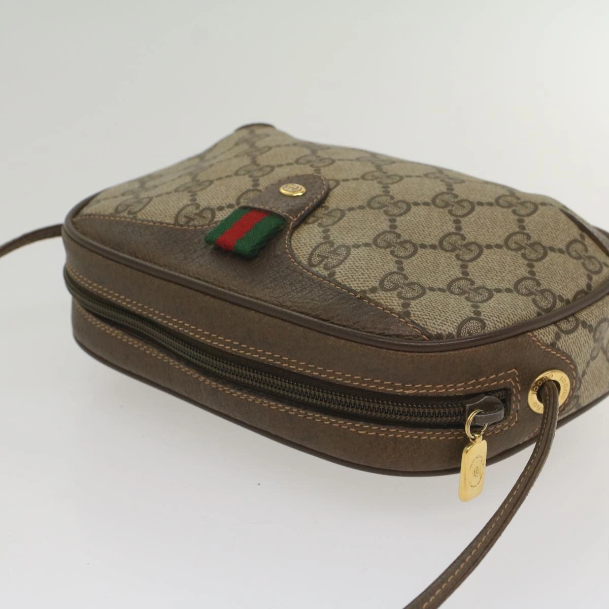 GUCCI GG Supreme Web Sherry Line Shoulder Bag Beige Red 156 02 066  ki3606