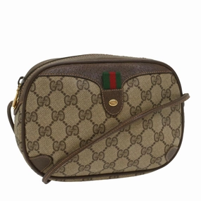 GUCCI GG Supreme Web Sherry Line Shoulder Bag Beige Red 156 02 066  ki3606