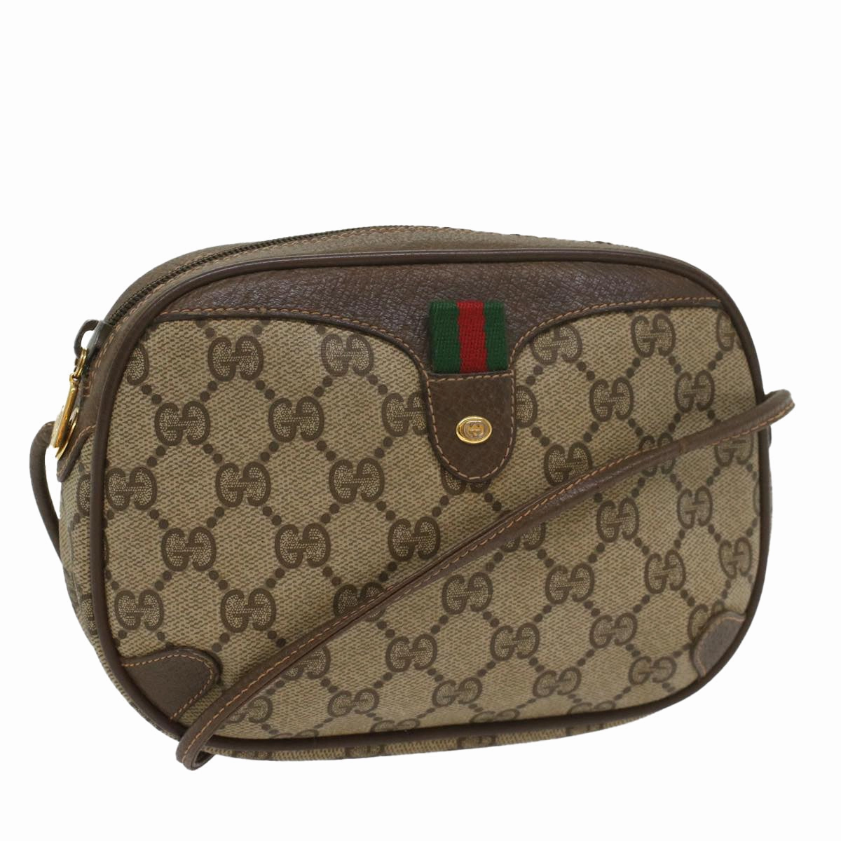 GUCCI GG Supreme Web Sherry Line Shoulder Bag Beige Red 156 02 066  ki3606