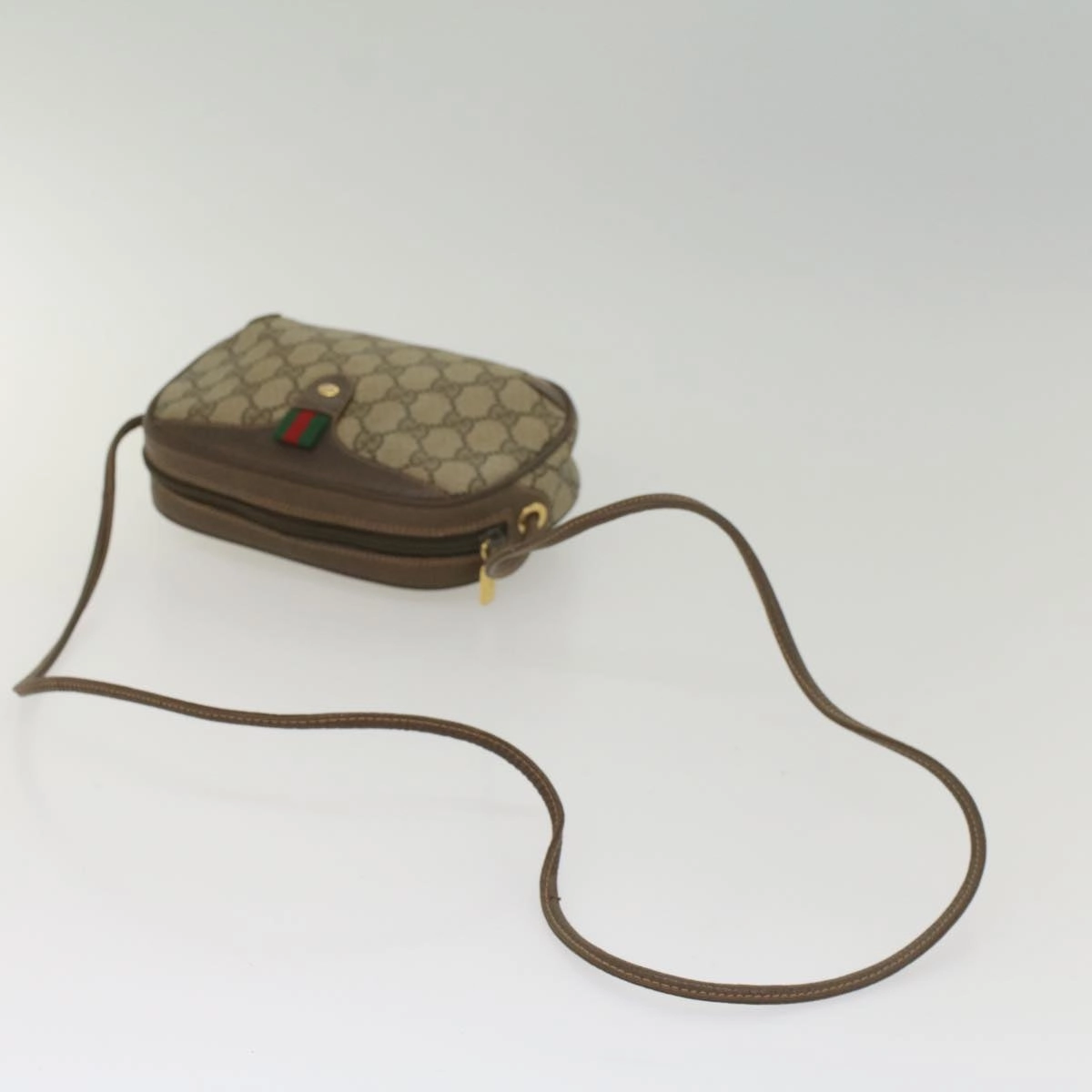 GUCCI GG Supreme Web Sherry Line Shoulder Bag Beige Red 156 02 066  ki3606
