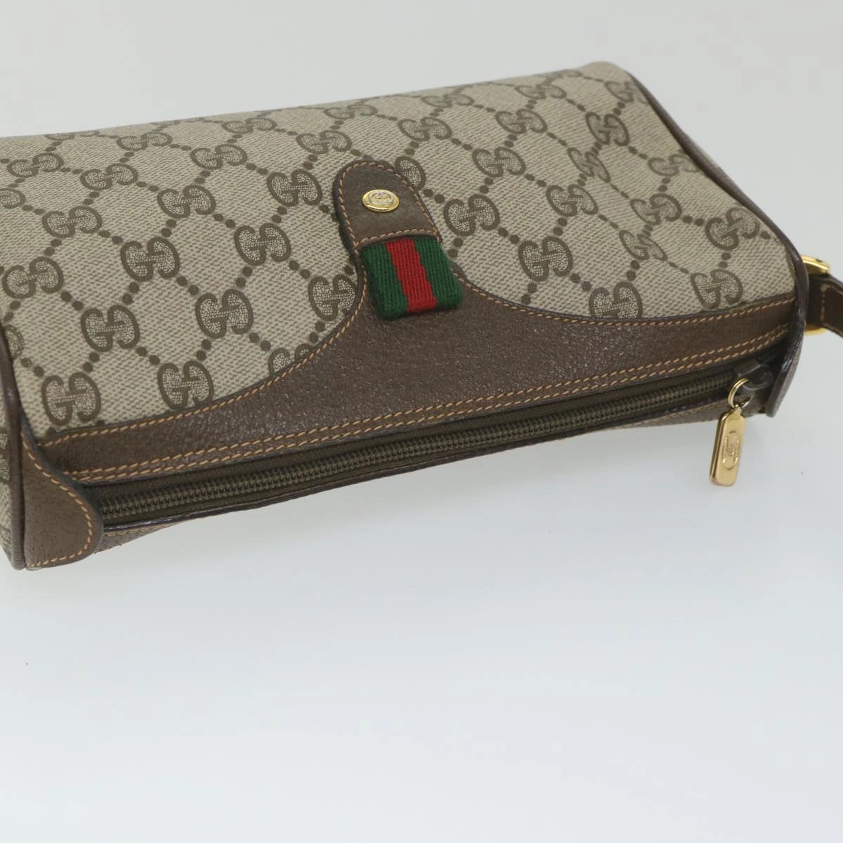 GUCCI GG Supreme Web Sherry Line Shoulder Bag Beige Red 89 02 018  9270
