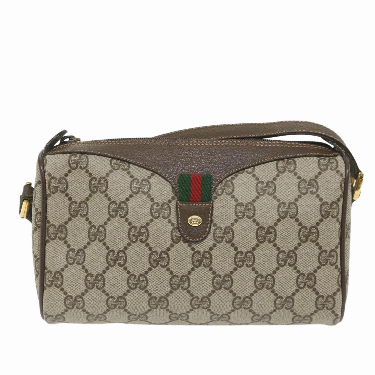 GUCCI GG Supreme Web Sherry Line Shoulder Bag Beige Red 89 02 018  9270