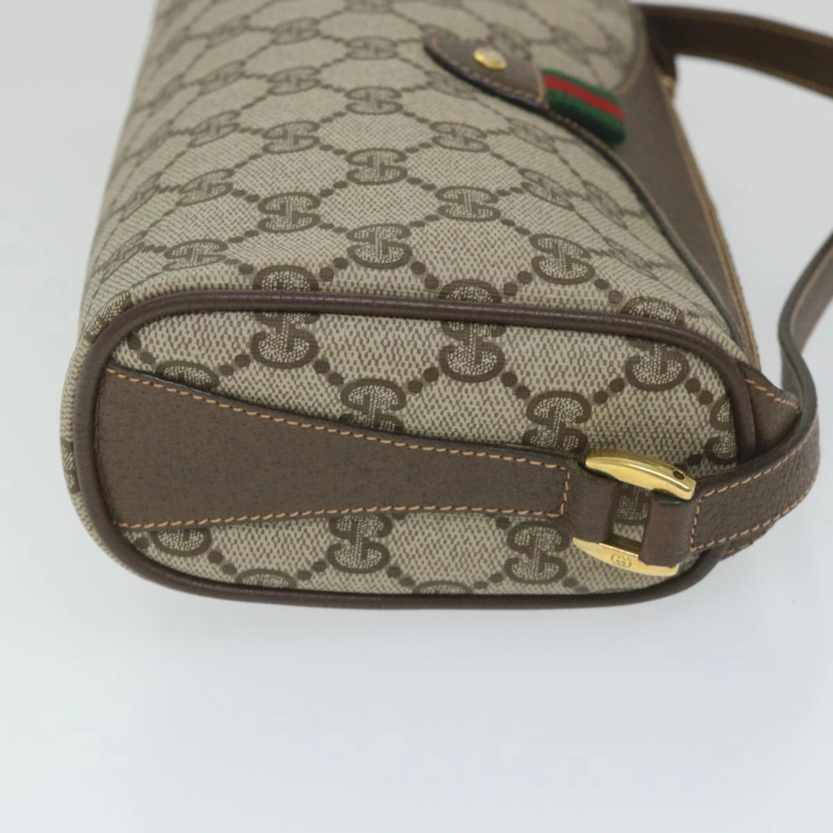 GUCCI GG Supreme Web Sherry Line Shoulder Bag Beige Red 89 02 018  9270