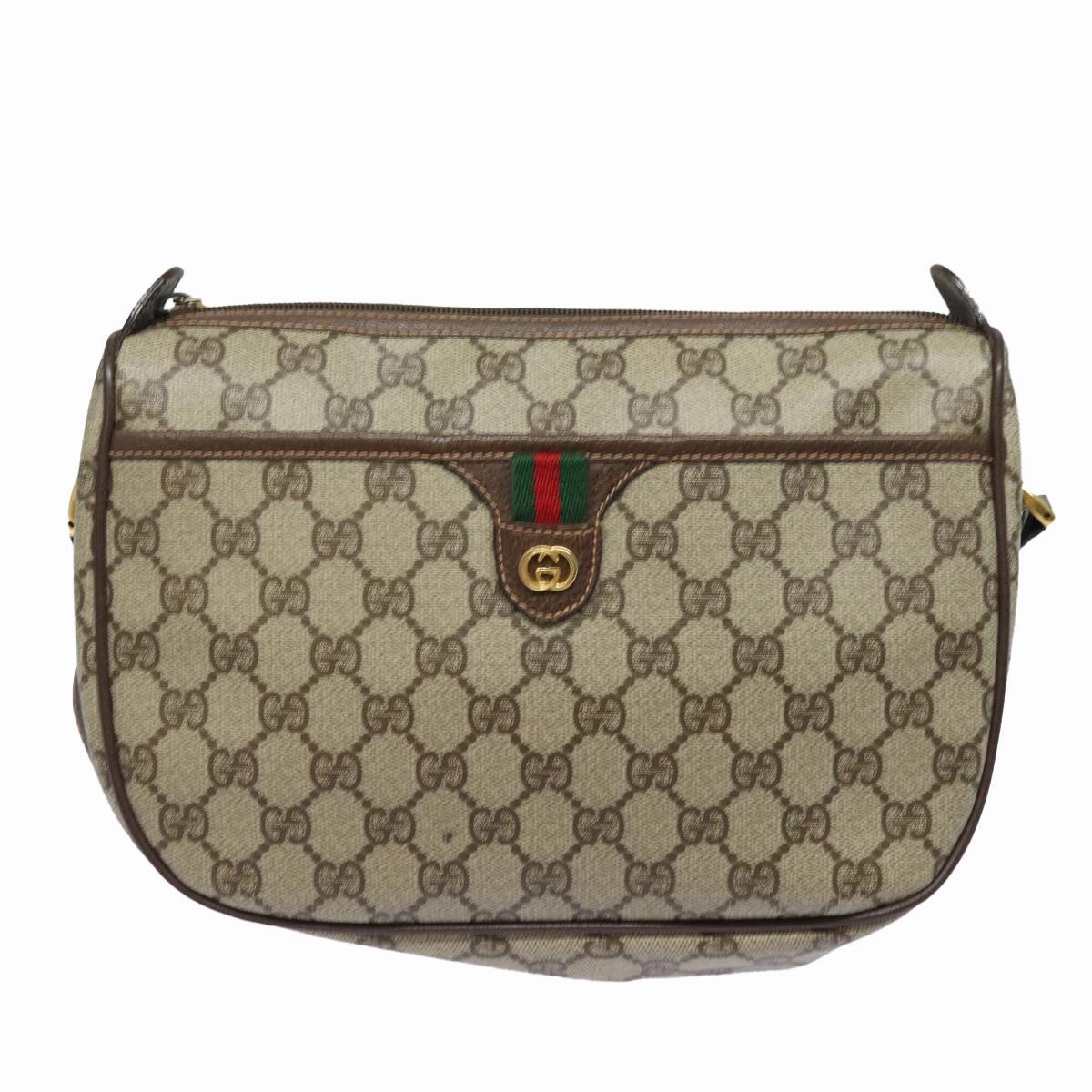 GUCCI GG Supreme Web Sherry Line Shoulder Bag PVC Beige 89 02 077  81157