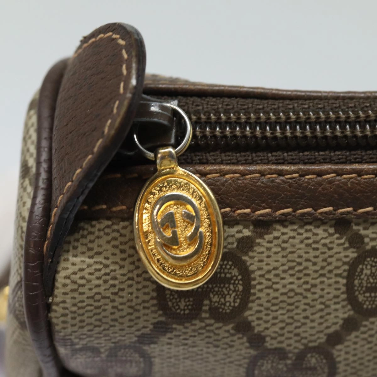 GUCCI GG Supreme Web Sherry Line Shoulder Bag PVC Beige 89 02 077  81157