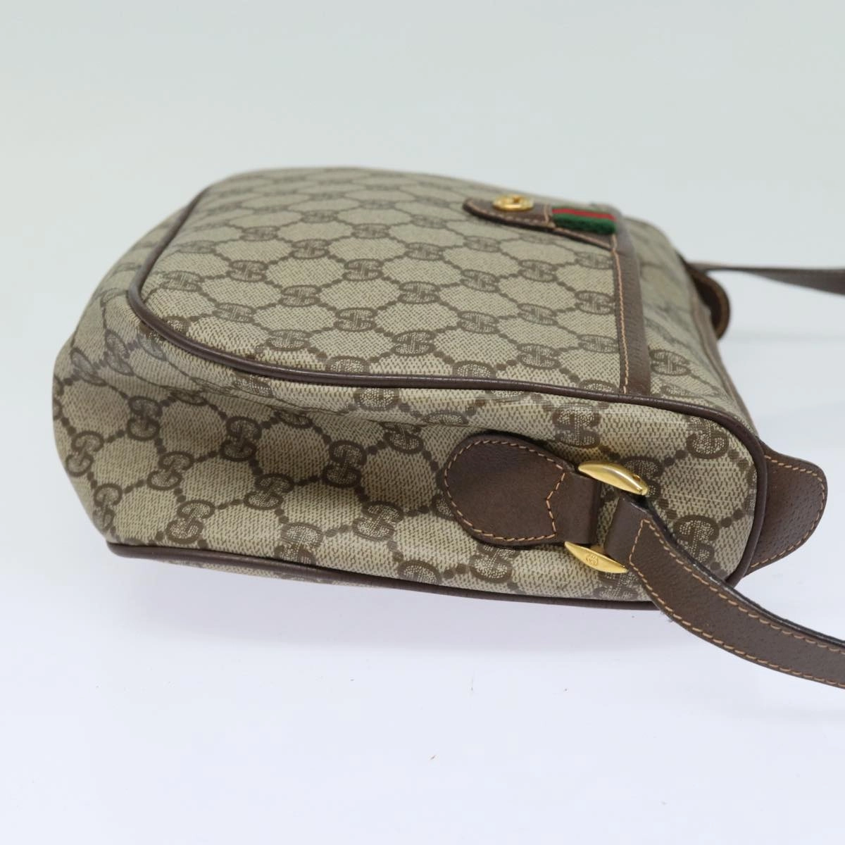 GUCCI GG Supreme Web Sherry Line Shoulder Bag PVC Beige 89 02 077  81157