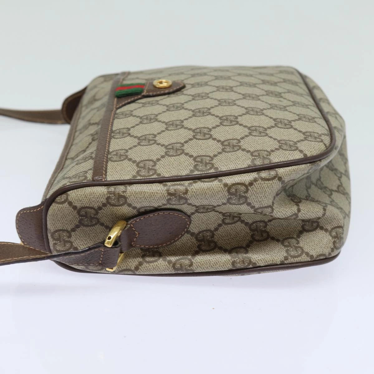 GUCCI GG Supreme Web Sherry Line Shoulder Bag PVC Beige 89 02 077  81157