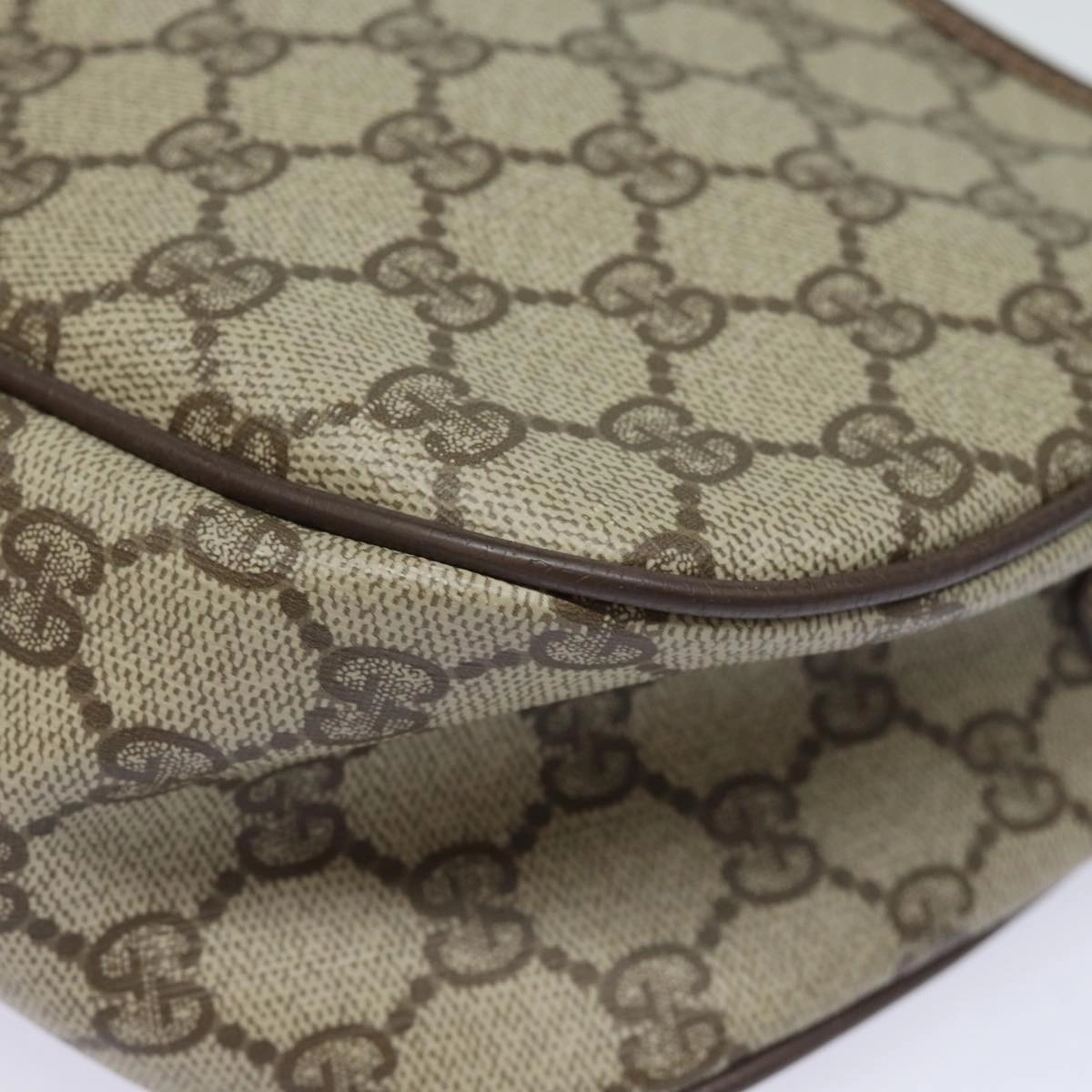 GUCCI GG Supreme Web Sherry Line Shoulder Bag PVC Beige 89 02 077  81157