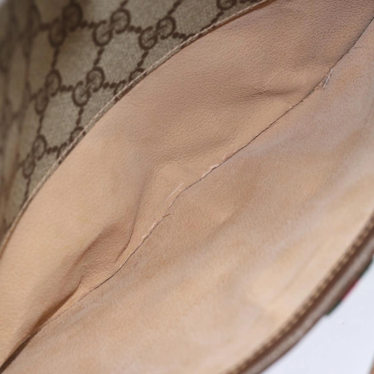 GUCCI GG Supreme Web Sherry Line Shoulder Bag PVC Beige 89 02 077  81157