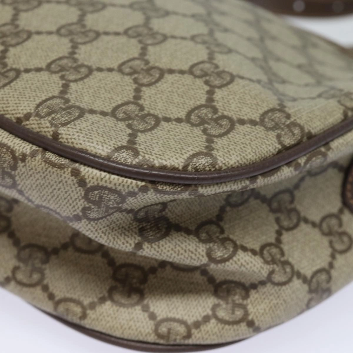 GUCCI GG Supreme Web Sherry Line Shoulder Bag PVC Beige 89 02 077  81157