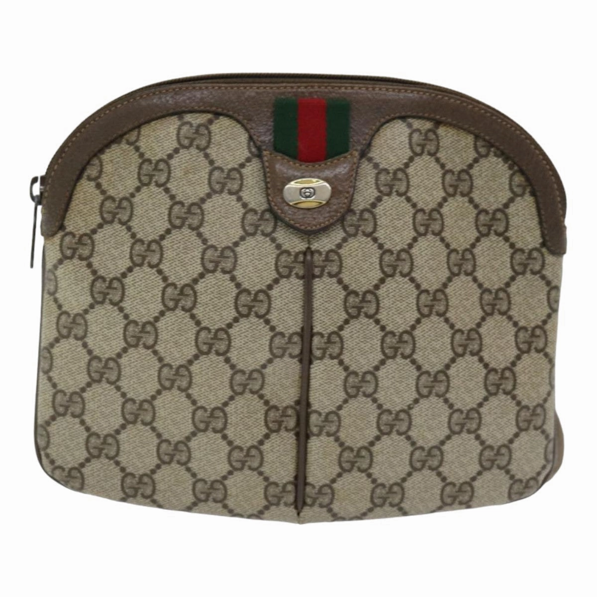 GUCCI GG Supreme Web Sherry Line Shoulder Bag PVC Beige 904 02 047  83664