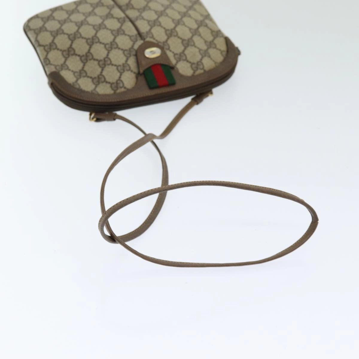 GUCCI GG Supreme Web Sherry Line Shoulder Bag PVC Beige 904 02 047  83664
