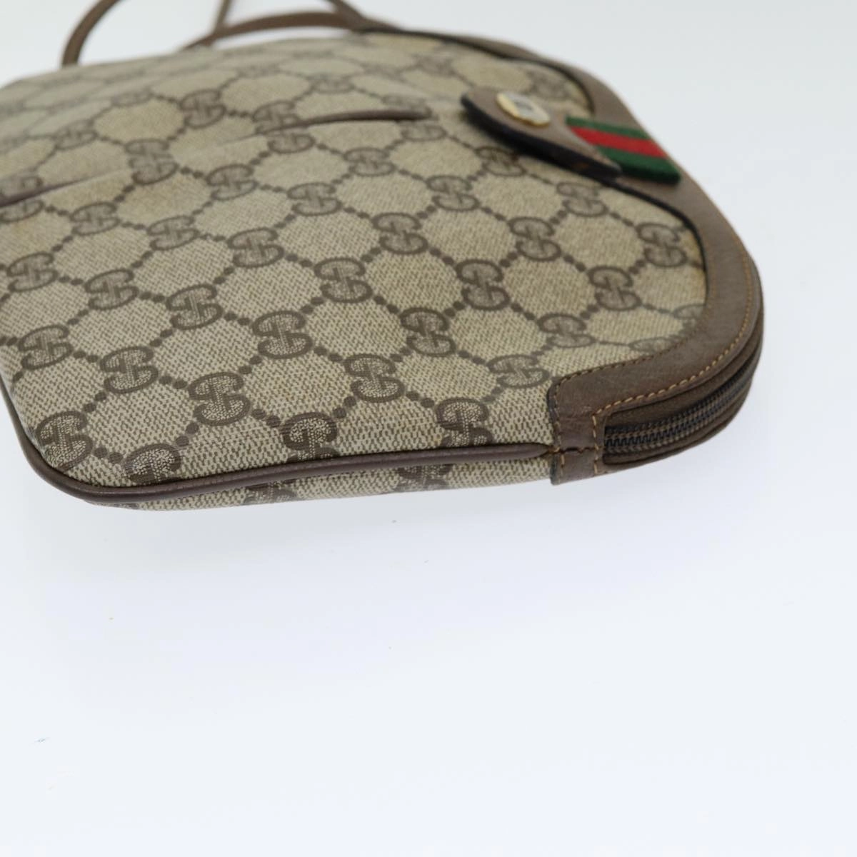 GUCCI GG Supreme Web Sherry Line Shoulder Bag PVC Beige 904 02 047  83664