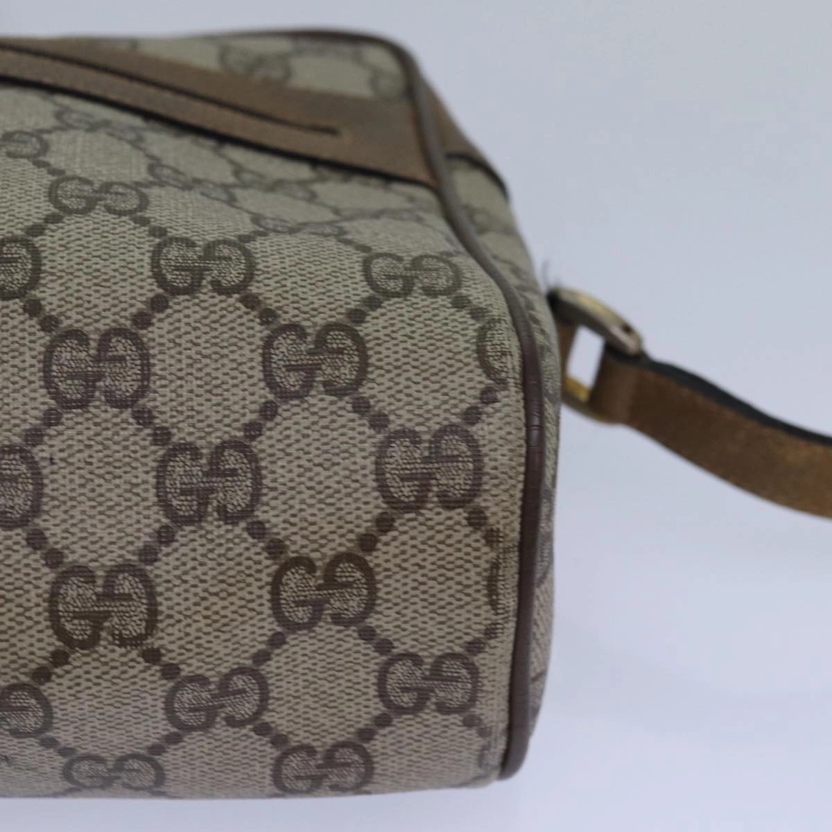 GUCCI GG Supreme Web Sherry Line Shoulder Bag PVC Beige Gold  85110