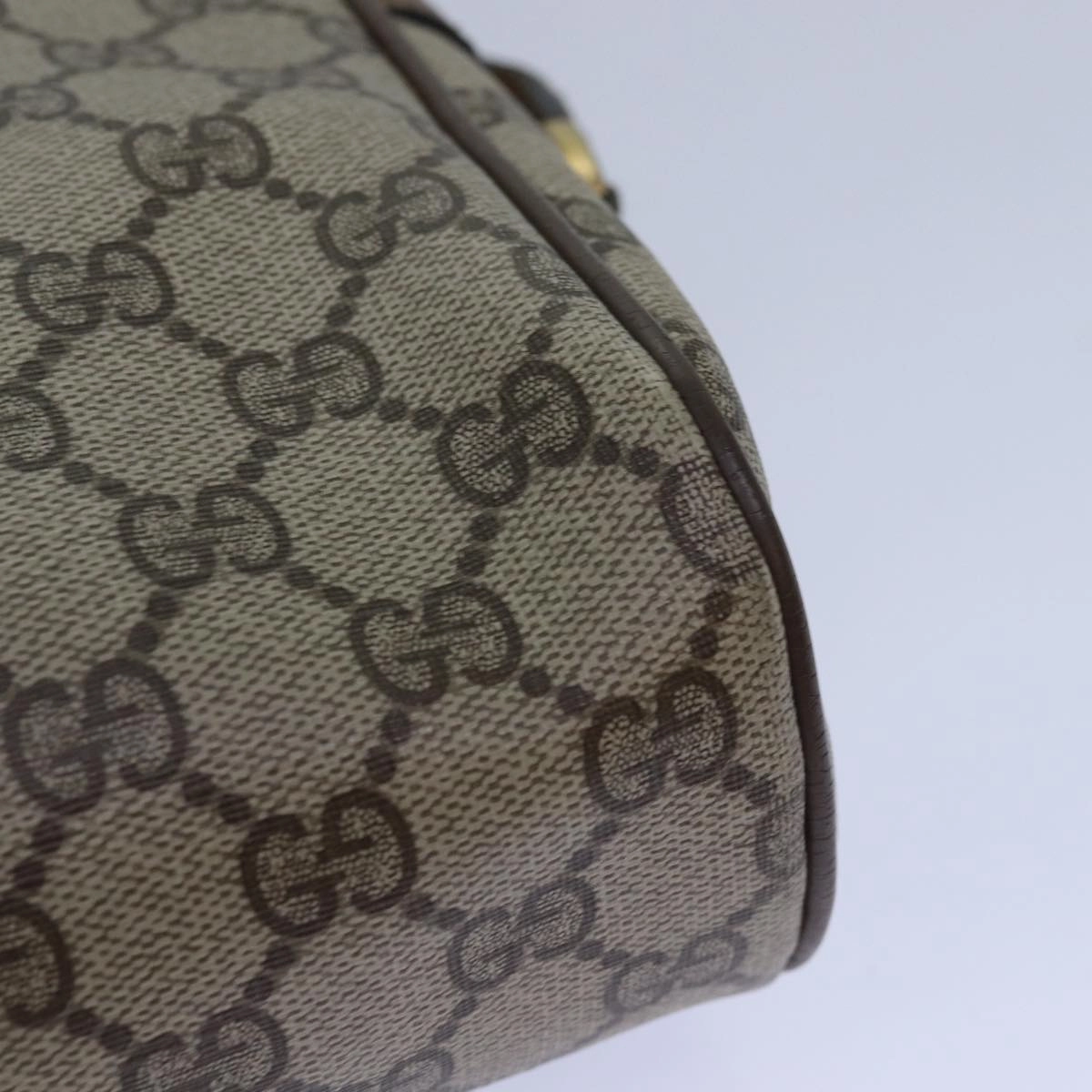 GUCCI GG Supreme Web Sherry Line Shoulder Bag PVC Beige Gold  85110