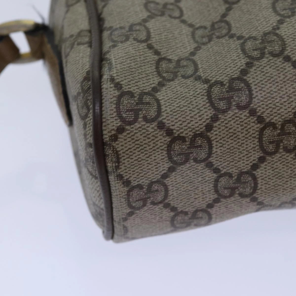 GUCCI GG Supreme Web Sherry Line Shoulder Bag PVC Beige Gold  85110