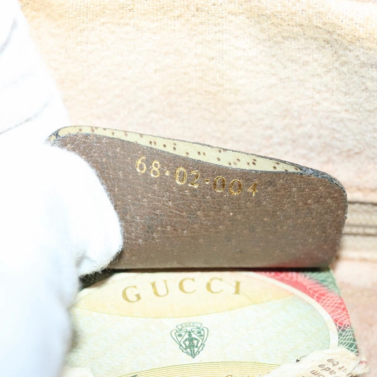 GUCCI GG Supreme Web Sherry Line Shoulder Bag PVC Beige Gold  85110