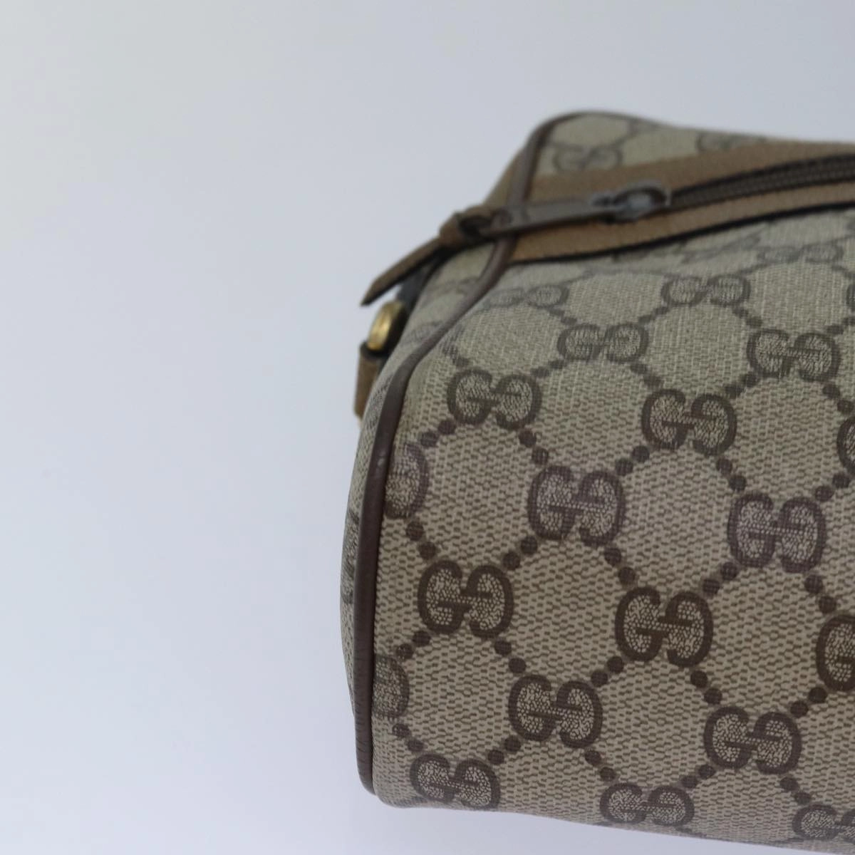 GUCCI GG Supreme Web Sherry Line Shoulder Bag PVC Beige Gold  85110