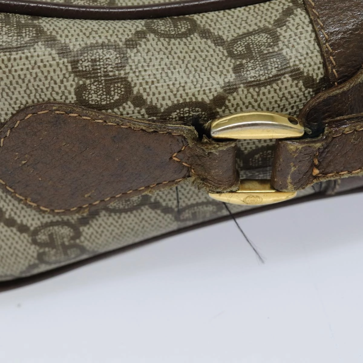 GUCCI GG Supreme Web Sherry Line Shoulder Bag PVC Beige Red  82870