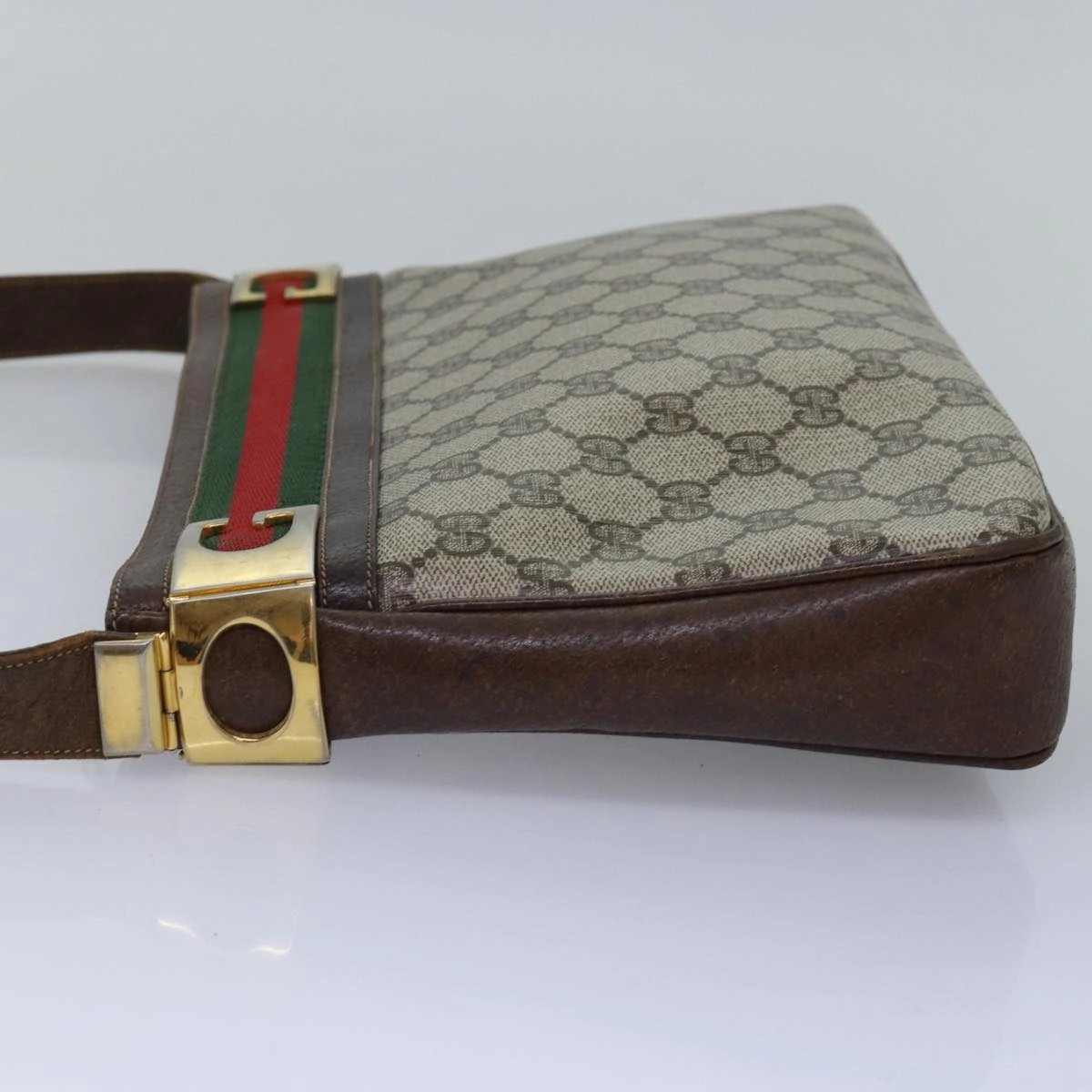 GUCCI GG Supreme Web Sherry Line Shoulder Bag PVC Beige Red Green  ep4578