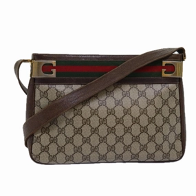 GUCCI GG Supreme Web Sherry Line Shoulder Bag PVC Beige Red Green  ep4578