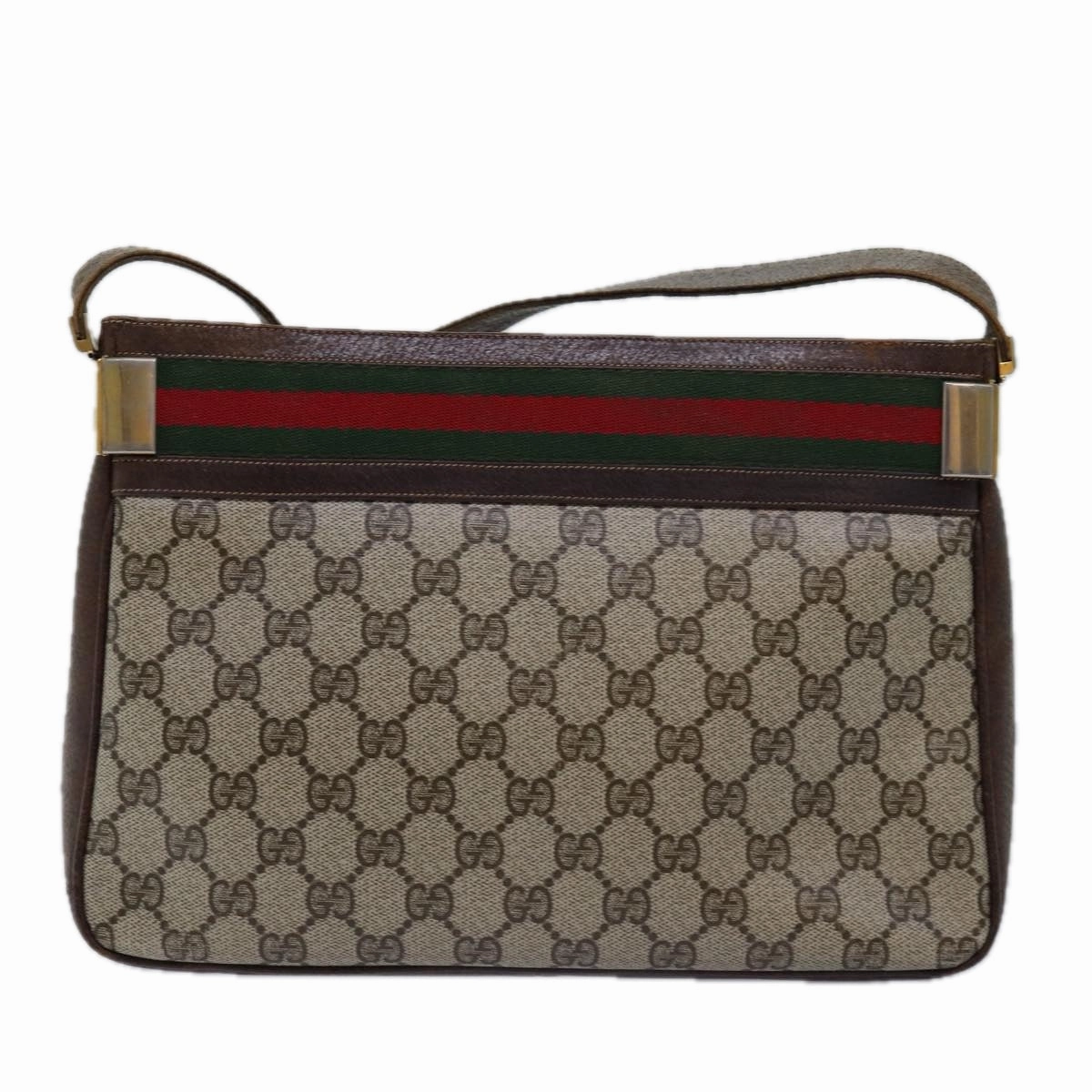 GUCCI GG Supreme Web Sherry Line Shoulder Bag PVC Beige Red Green  ep4578