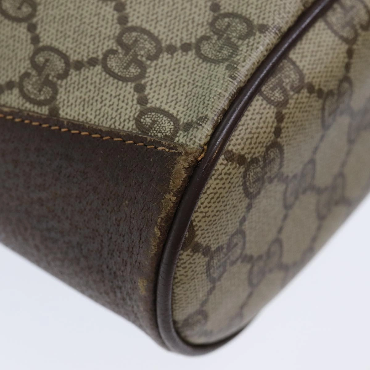 GUCCI GG Supreme Web Sherry Line Shoulder Bag PVC Leather Beige  79176