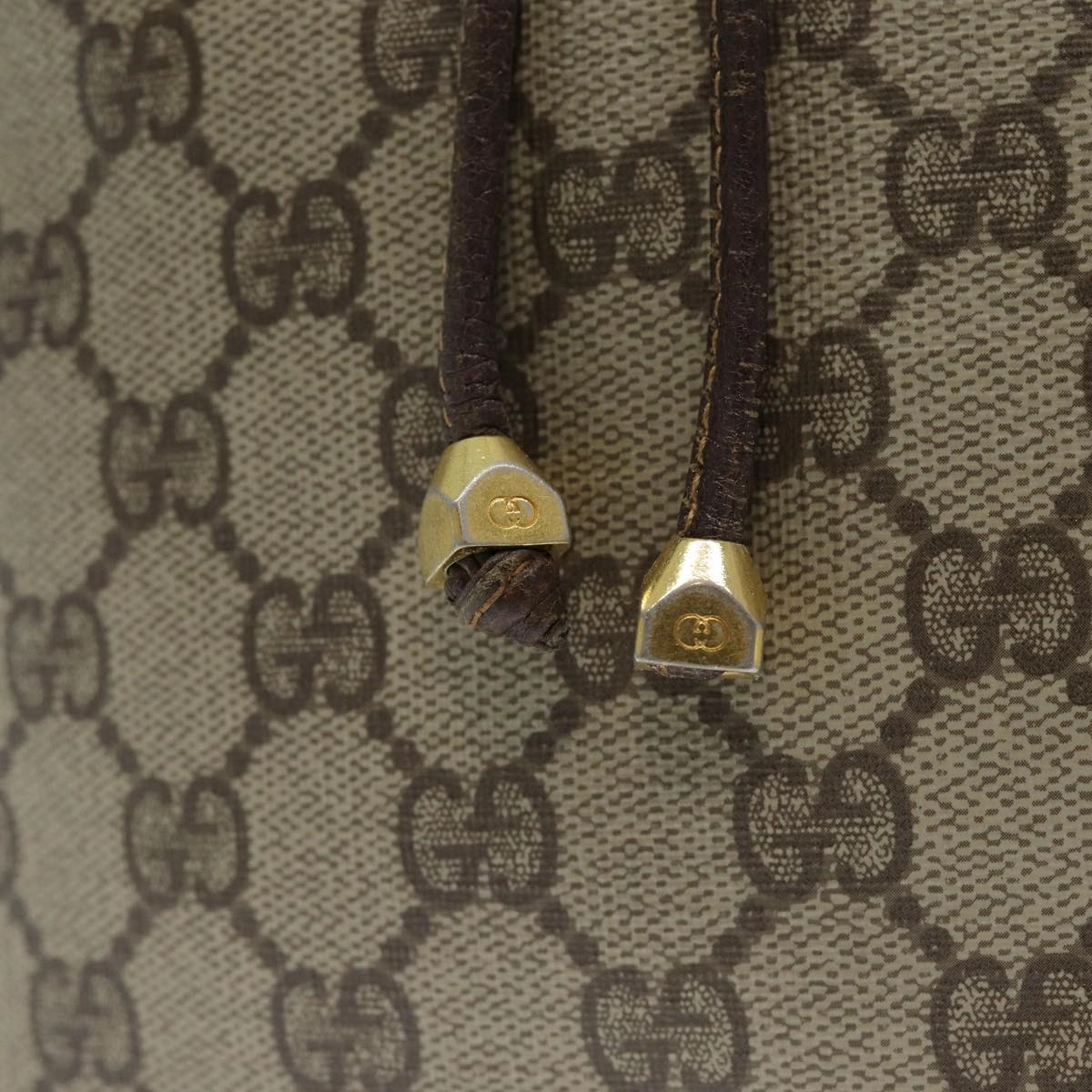 GUCCI GG Supreme Web Sherry Line Shoulder Bag PVC Leather Beige  79176