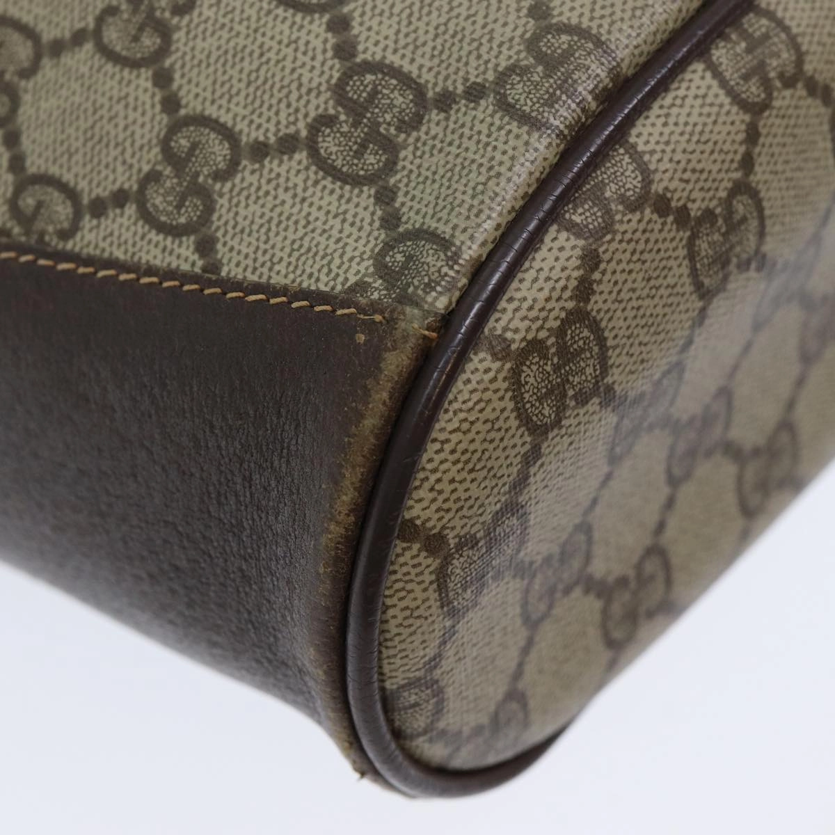 GUCCI GG Supreme Web Sherry Line Shoulder Bag PVC Leather Beige  79176