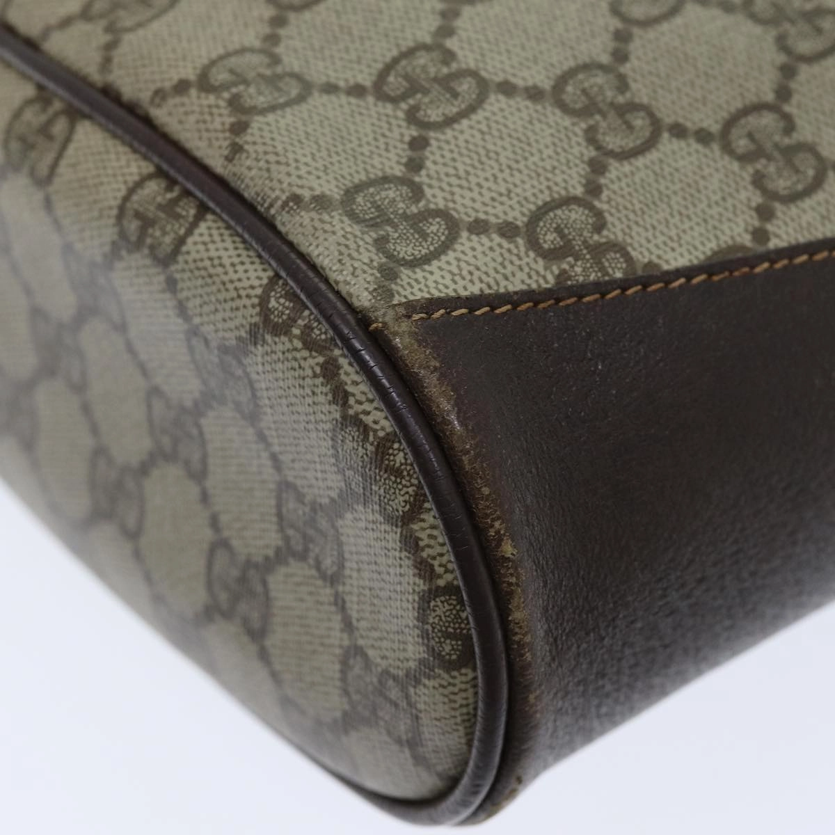 GUCCI GG Supreme Web Sherry Line Shoulder Bag PVC Leather Beige  79176