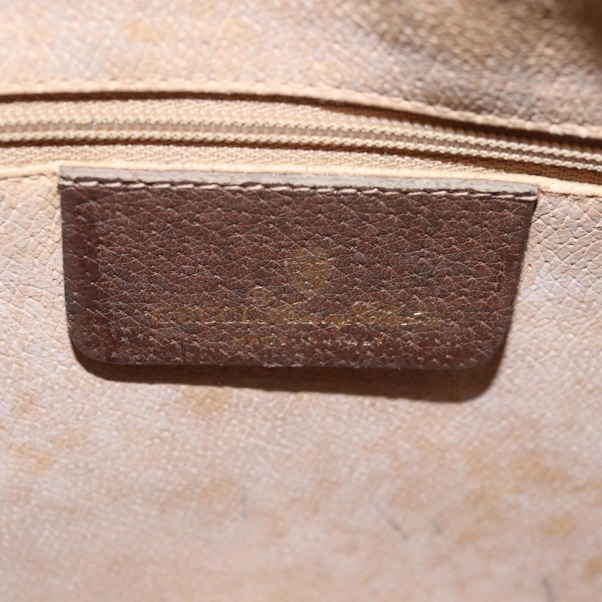 GUCCI GG Supreme Web Sherry Line Shoulder Bag PVC Leather Beige Brown