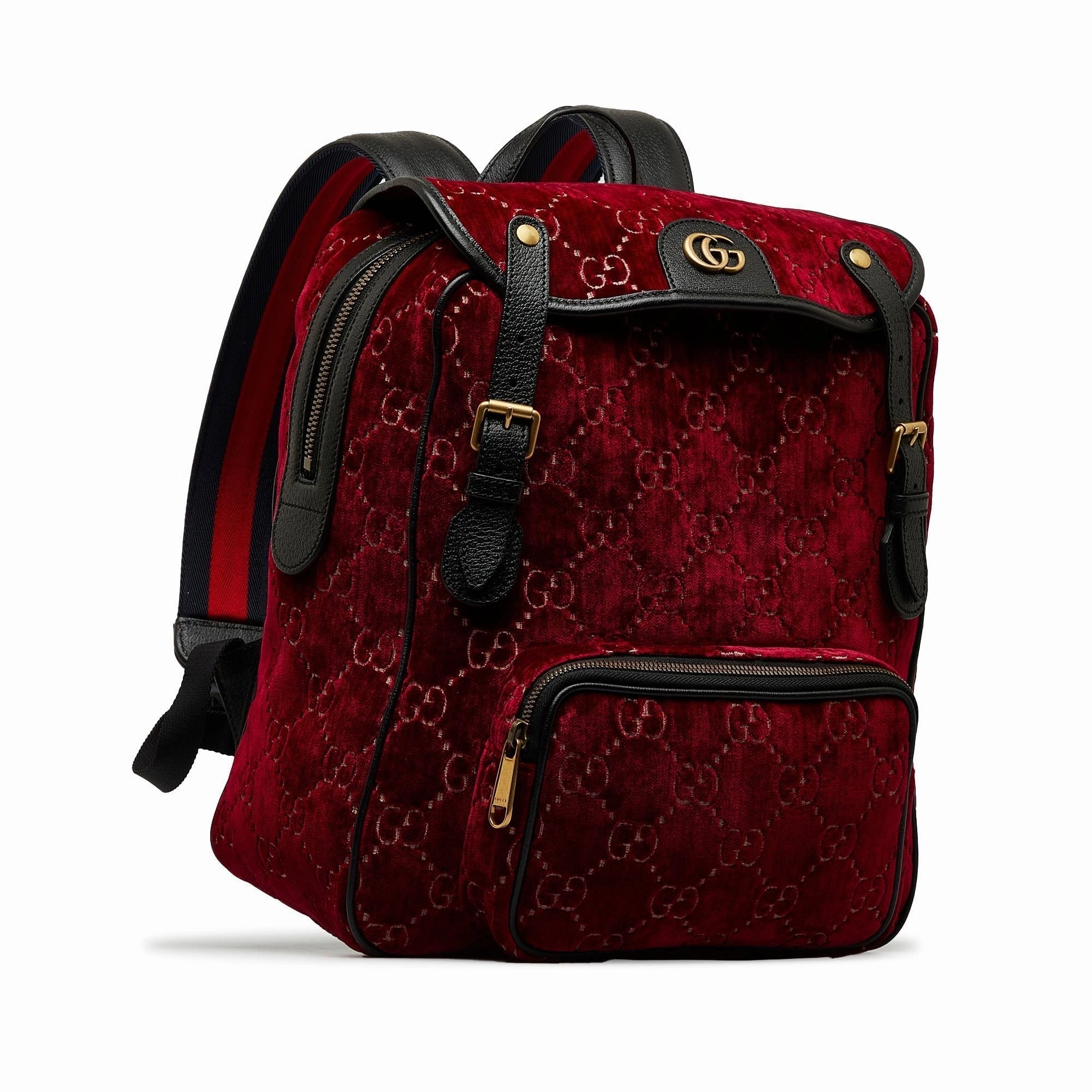 Gucci GG Velvet Double Buckle Backpack (SHG-l75XOb)