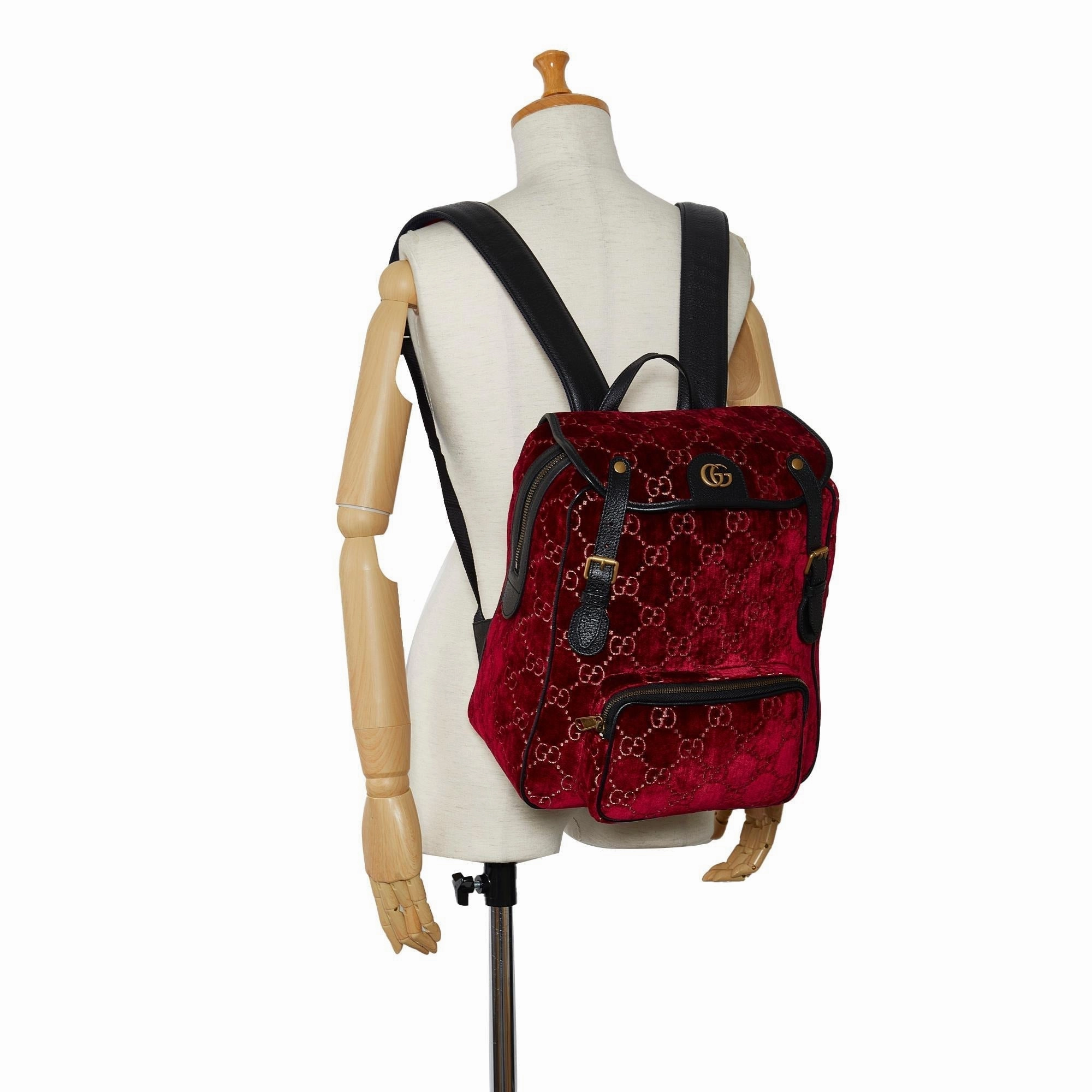 Gucci GG Velvet Double Buckle Backpack (SHG-l75XOb)