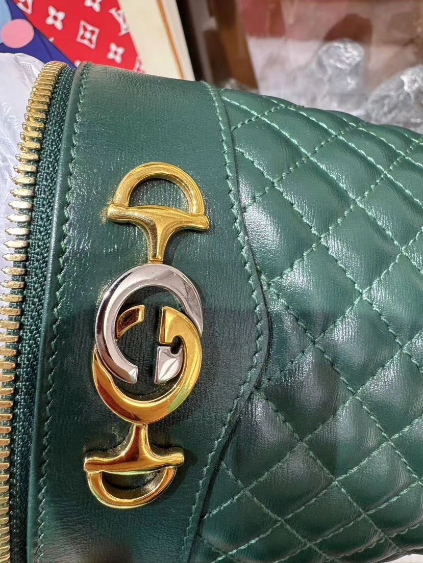 Gucci Green Quilted Leather Cylindrical Shoulder Bag Medium