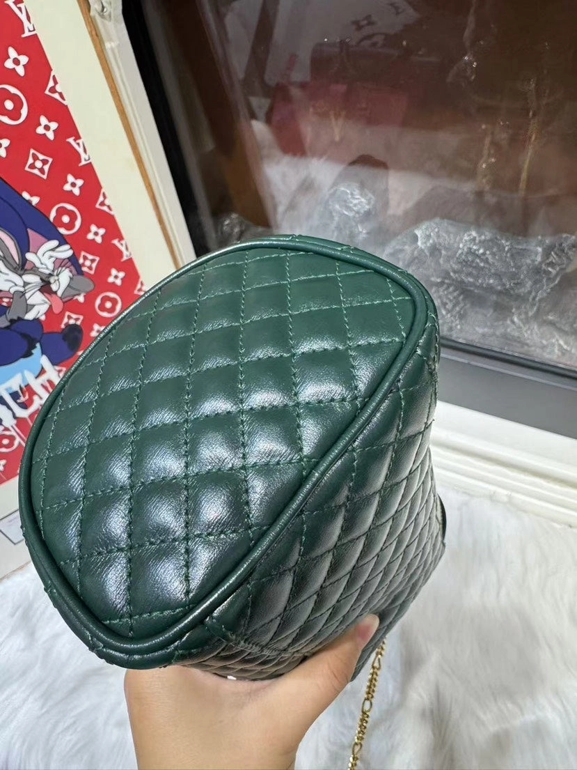 Gucci Green Quilted Leather Cylindrical Shoulder Bag Medium