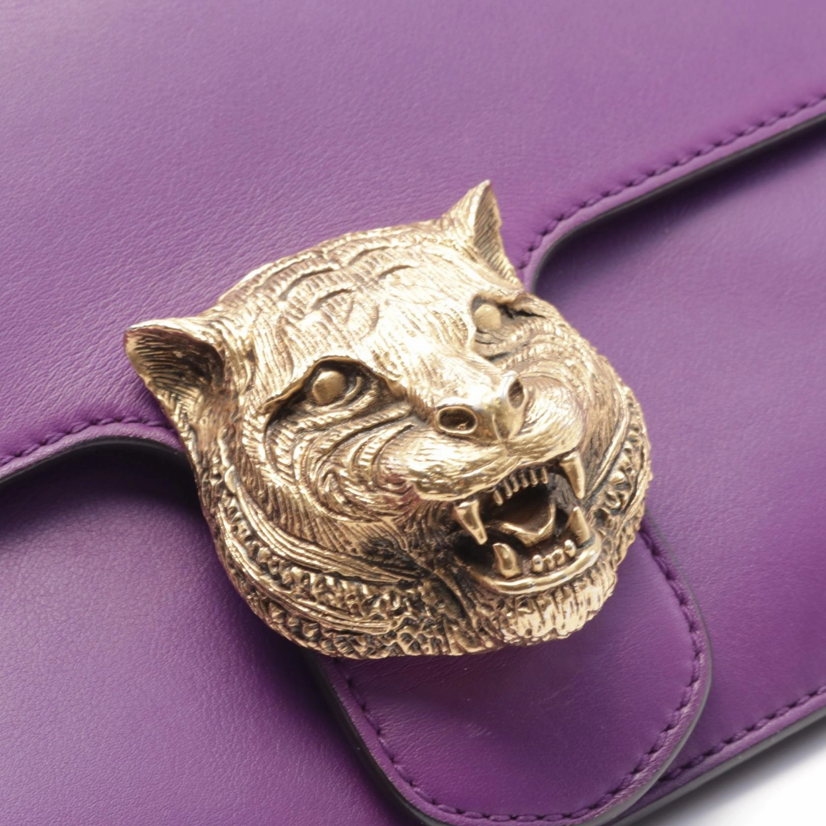 Gucci Leather Animalier Tiger Head Shoulder Bag