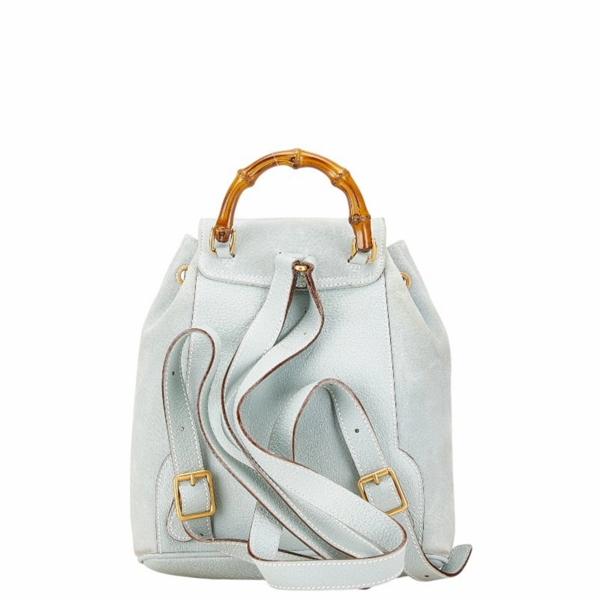 Gucci Light Blue Leather Suede Backpack ()